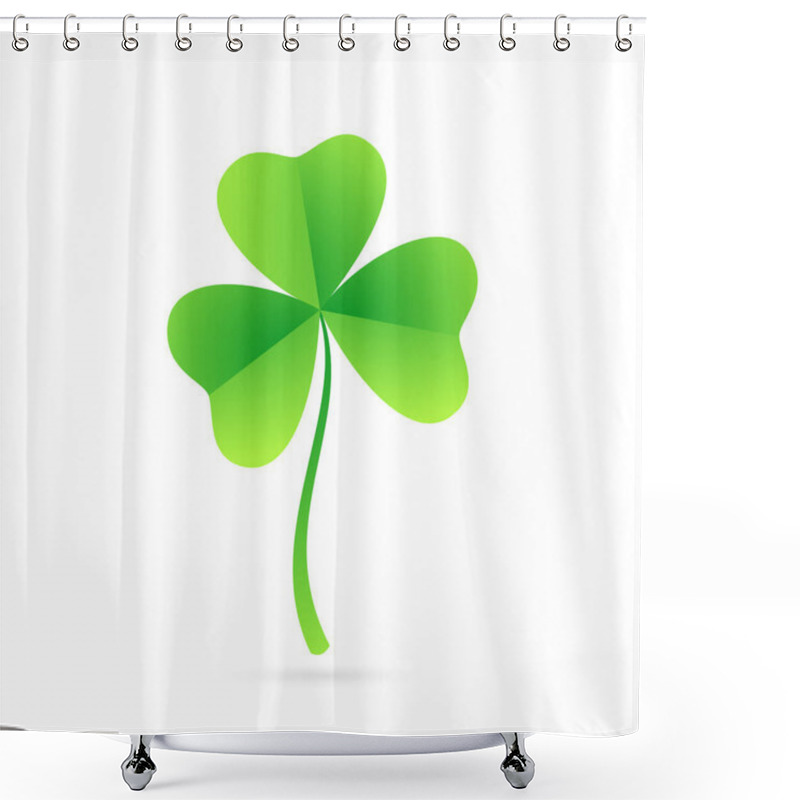 Personality  Simple Green Clover Trefoil. Clean Vector Symbol For Your St Patricks Day Project. Isolated On White Background. Shower Curtains