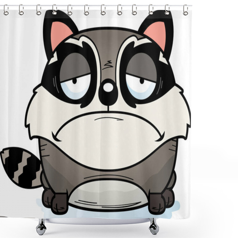 Personality  A Cartoon Illustration Of A Baby Raccoon With A Sad Expression. Shower Curtains