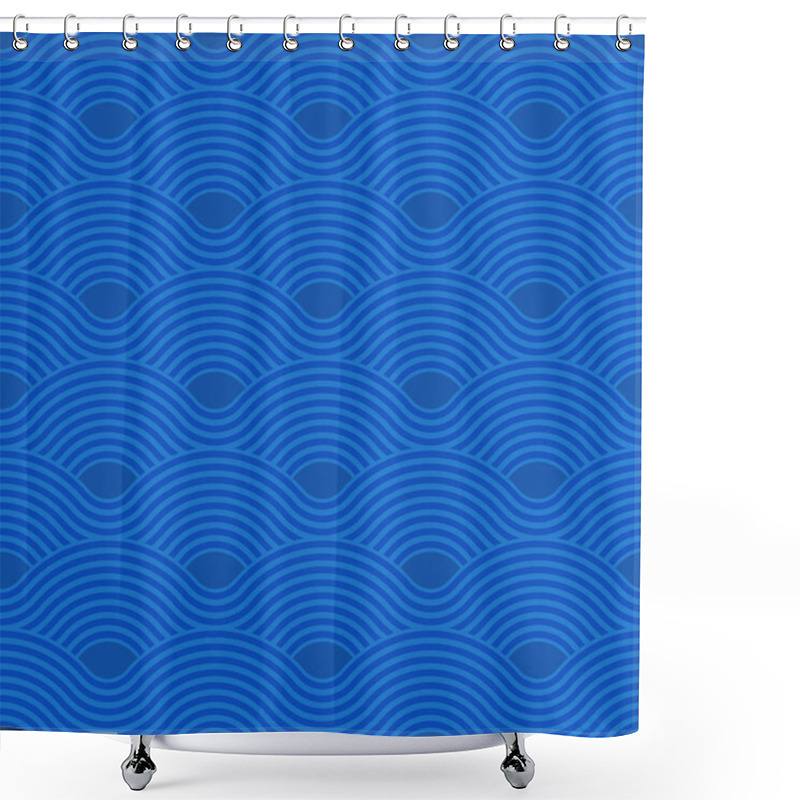 Personality  Abstract Wave Pattern. Blue Ripple Background. Flat Geometric Design Shower Curtains