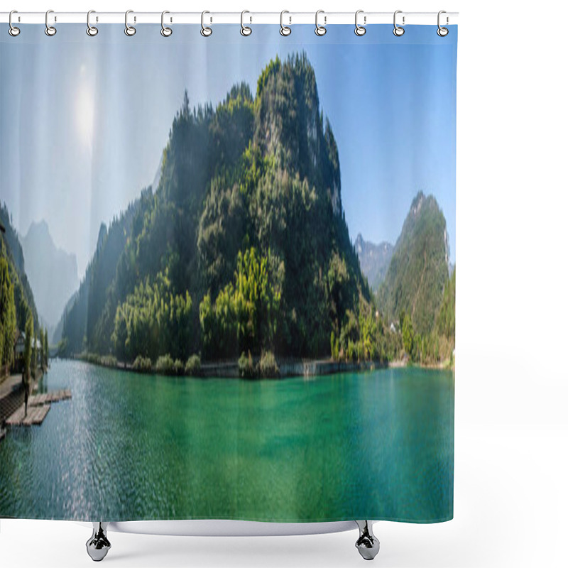 Personality  Hubei Zigui Three Gorges Bamboo Sea Water Lake Shower Curtains