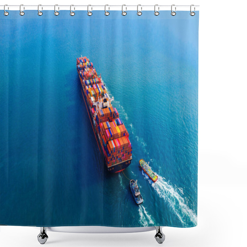 Personality  Aerial View Of Container Cargo Ship In Sea. Shower Curtains