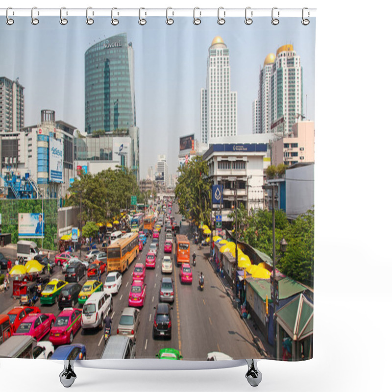 Personality  Traffic Jam In Bangkok Shower Curtains