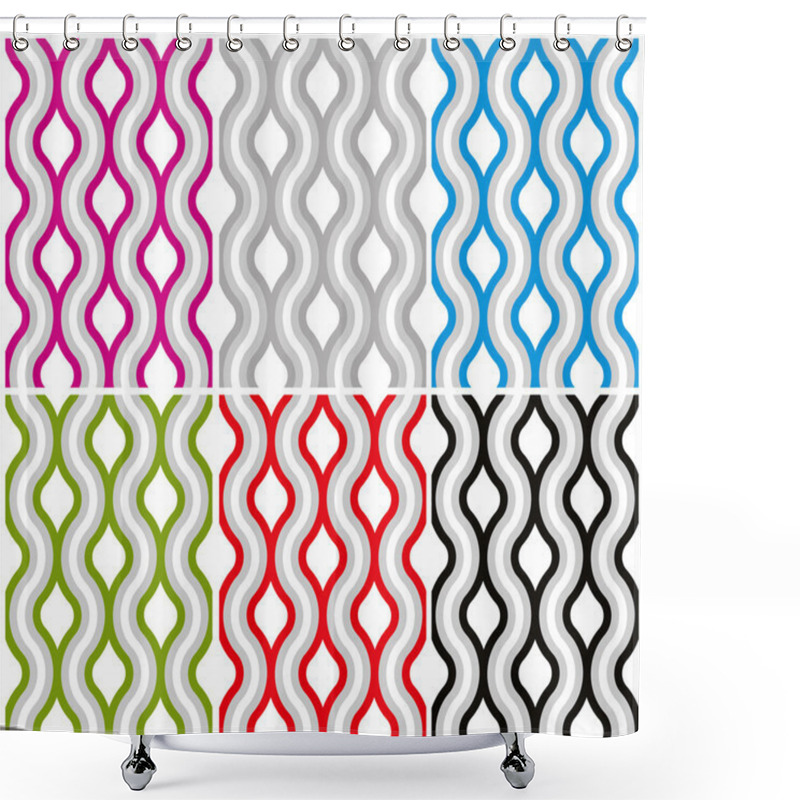 Personality  Wavy Lines Seamless Patterns Set. Shower Curtains