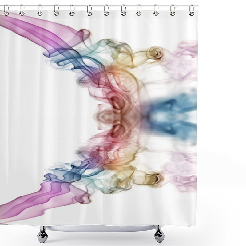 Personality  Smoke From A Cigarrette Detail In White Background Shower Curtains