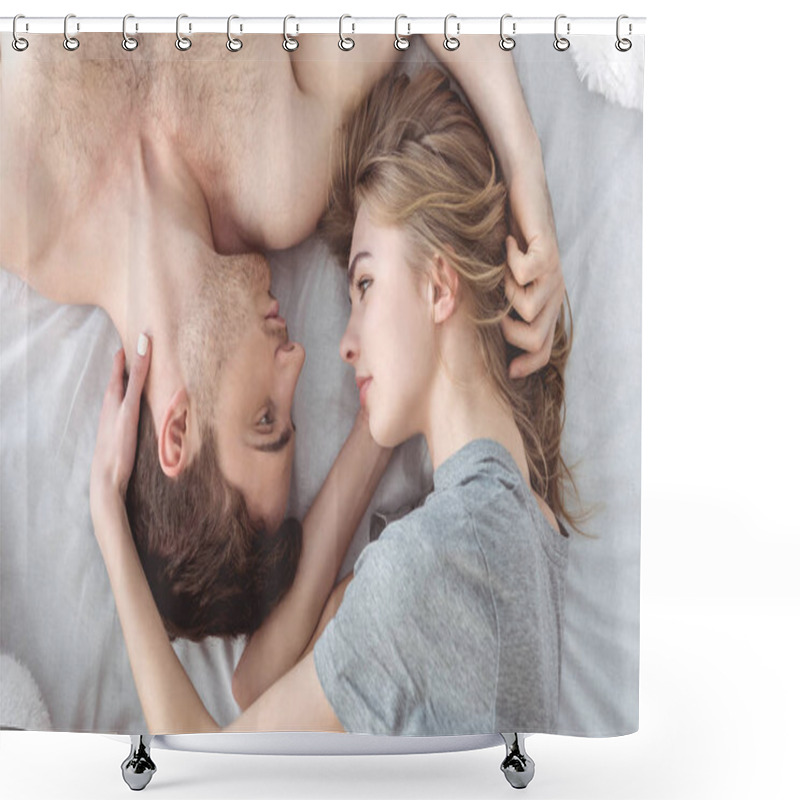 Personality  Young Tender Couple Shower Curtains