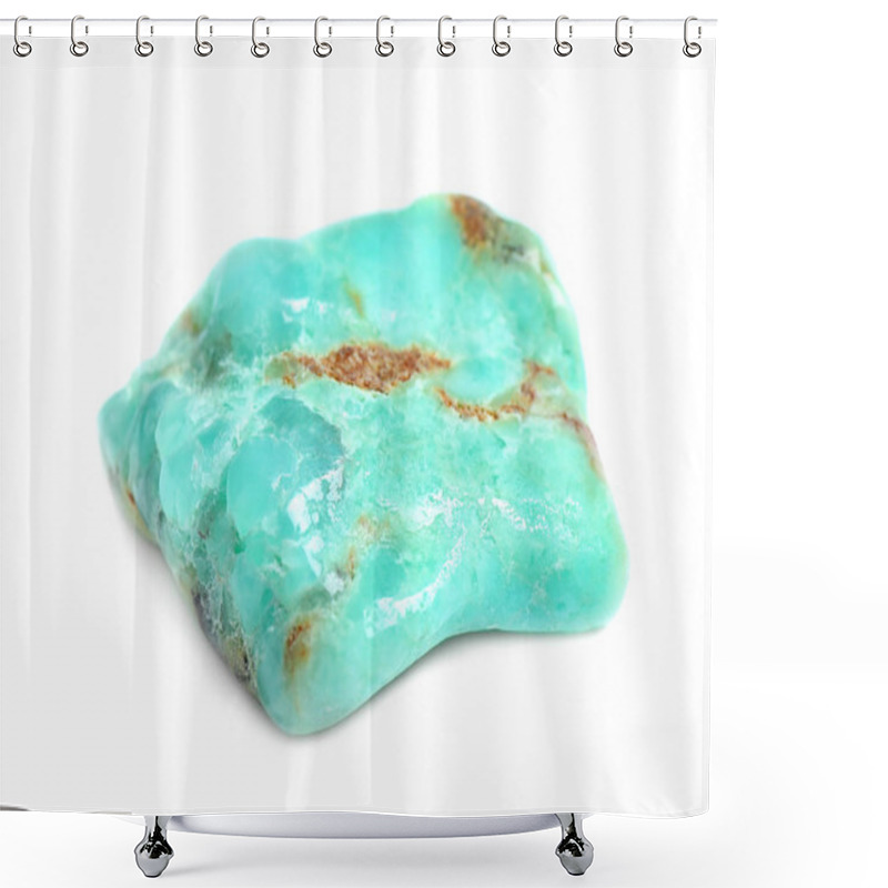 Personality  Beautiful Chrysoprase Gemstone On White Background Shower Curtains