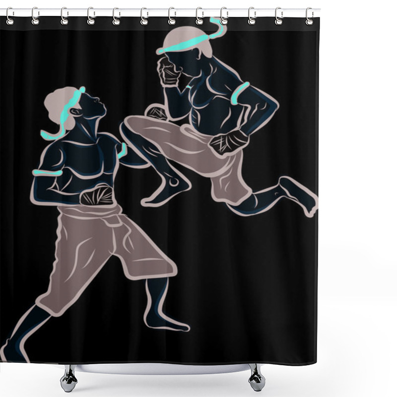 Personality  Hand Drawn Thai Martial Arts And Muay Thai Boran Shower Curtains