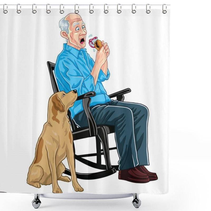 Personality  Old Man Eating Burger  Shower Curtains