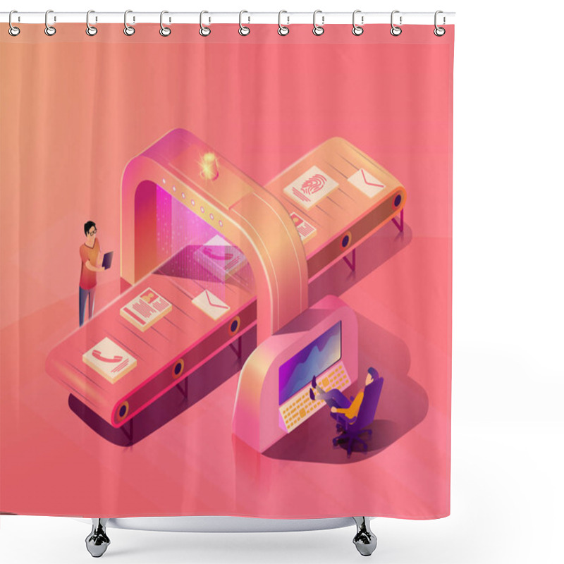 Personality  Personal Data Security Scanning Vector Concept Shower Curtains