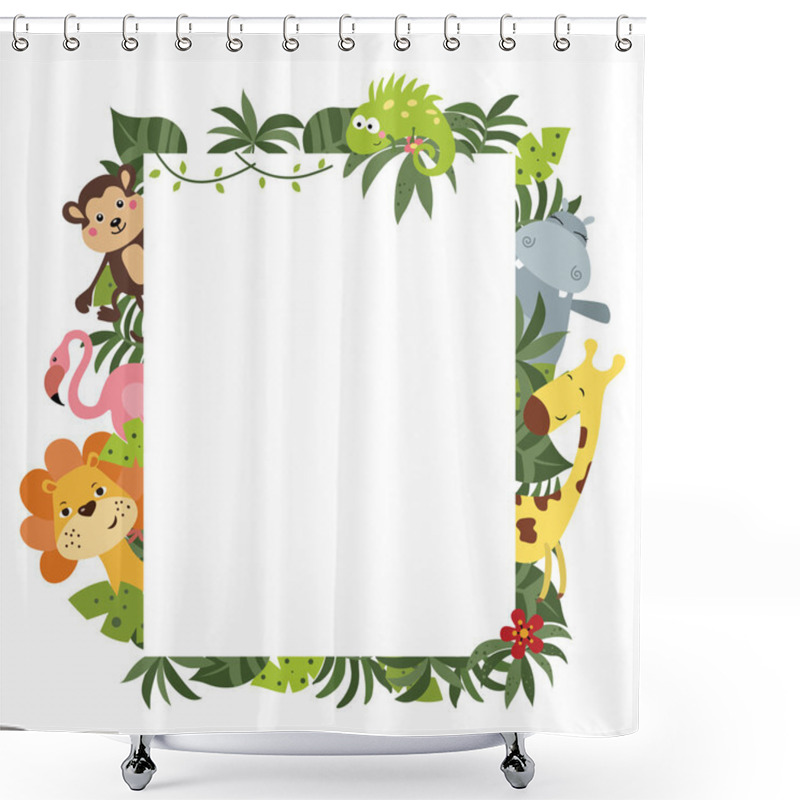 Personality  Frame With African Animals Shower Curtains