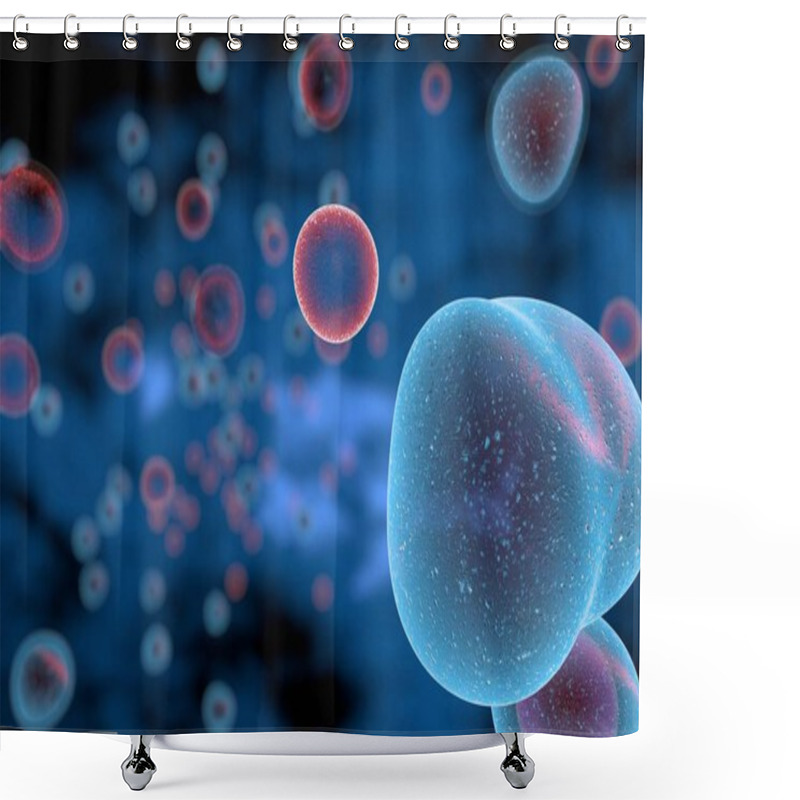 Personality  T Cells Attacking Cancer Cells 3D Illustration Shower Curtains