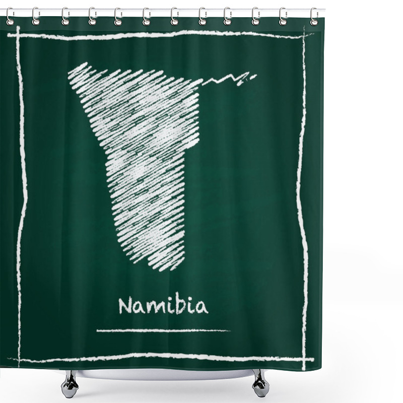 Personality  Namibia Outline Vector Map Hand Drawn With Chalk On A Green Blackboard. Shower Curtains