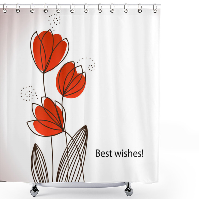 Personality  Card With Vector Stylized Flowers Shower Curtains