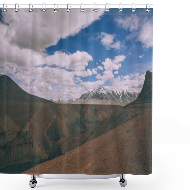 Personality  Beautiful Mountain Landscape And Cloudy Sky In Indian Himalayas, Ladakh Region Shower Curtains