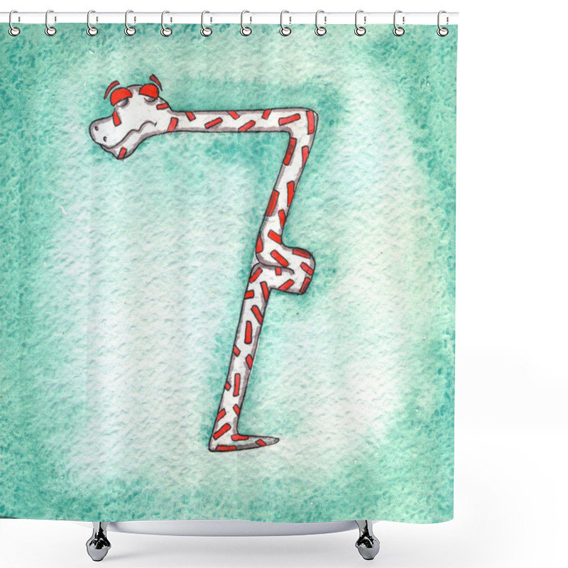 Personality  7 Snake,snake Numbers, Counting Shower Curtains