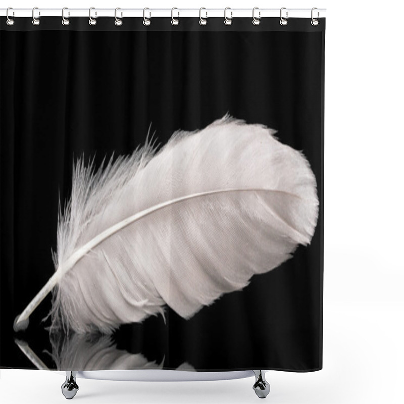 Personality  Beautiful Feather On Black Background Shower Curtains