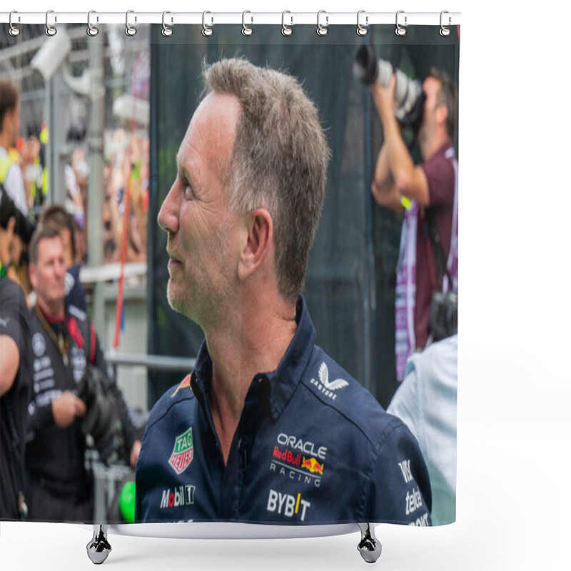 Personality  Spanish GP F1 2024 On June 19-23, 2024 At Montmel, Barcelona Spain - Christian Horner Team Principal Red Bull Racing F1 Shower Curtains