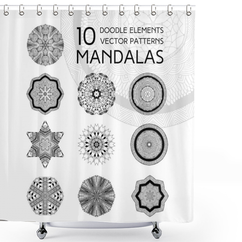 Personality  Set Of Black And White Mandalas Shower Curtains