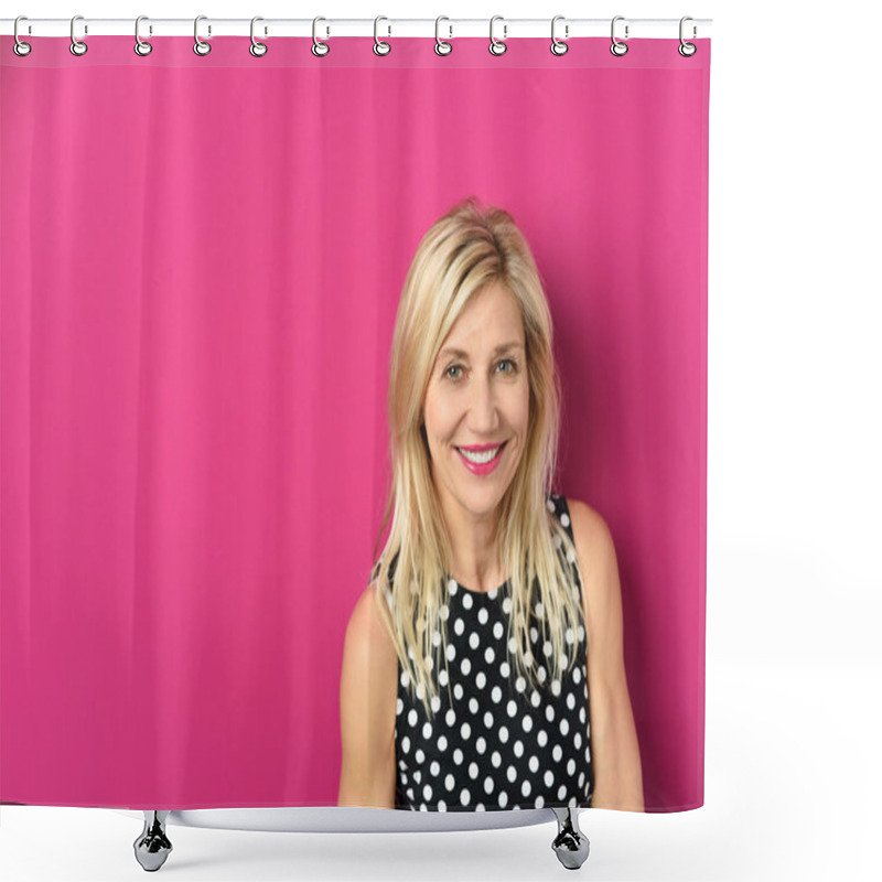 Personality  Cheerful Blond Woman Shower Curtains