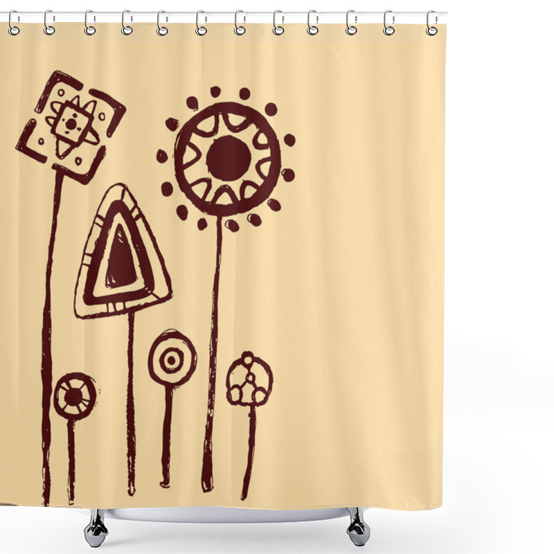 Personality  Petroglyphs Vegetation Vector Shower Curtains