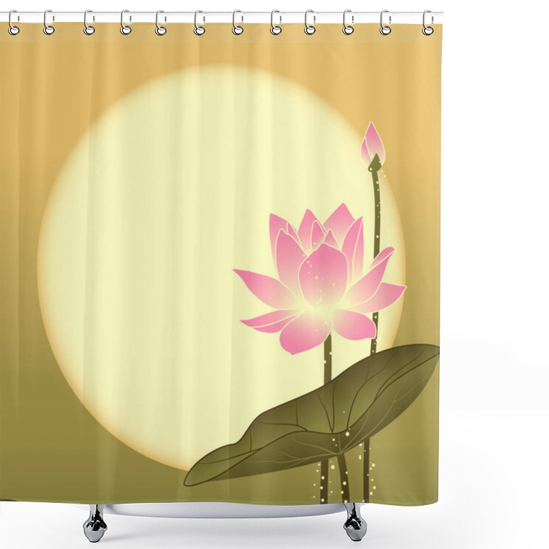 Personality  Oriental Mid Autumn Festival Lotus Flower Shower Curtains