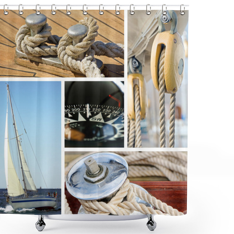 Personality  Yacht Collage. Sailboat. Yachting Concept Shower Curtains