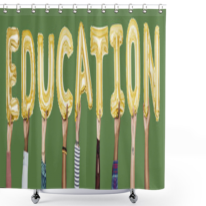 Personality  Hands Showing Education Balloons Word Shower Curtains