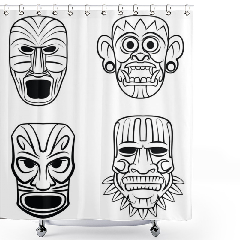 Personality  Totem Mask Set Collection Shower Curtains