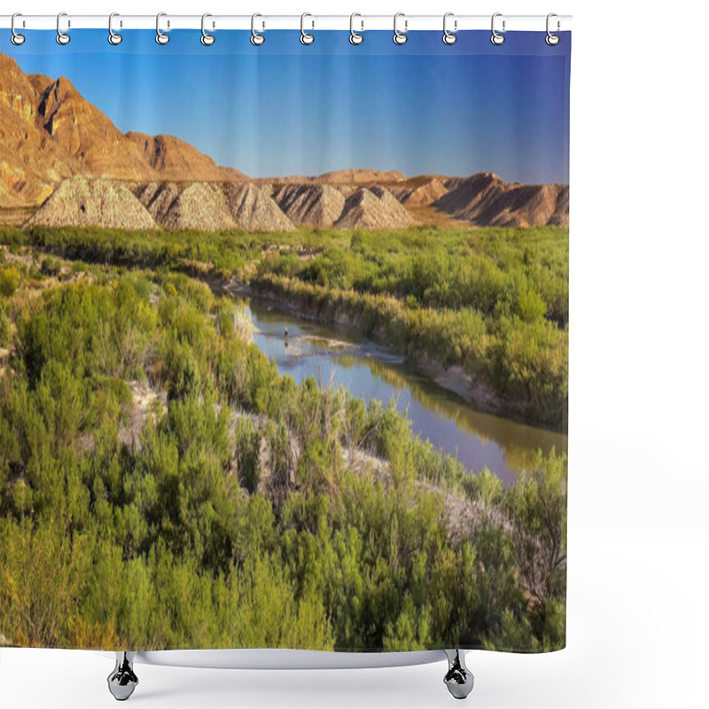 Personality  Horseback In Rio Grande River At Big Bend National Park Shower Curtains