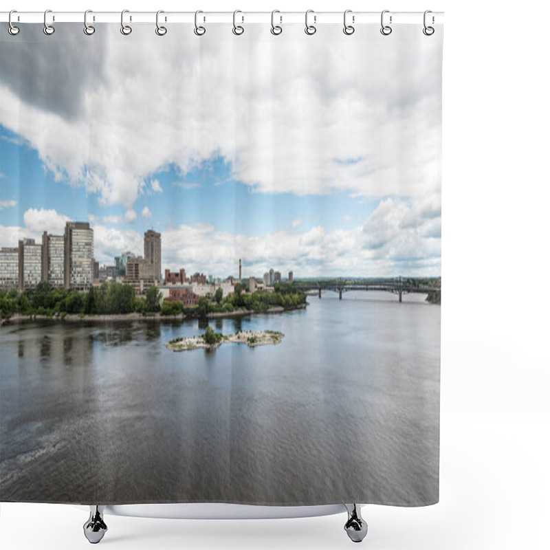 Personality  Riverfront And Alexandra Bridge In Gatineau Shower Curtains