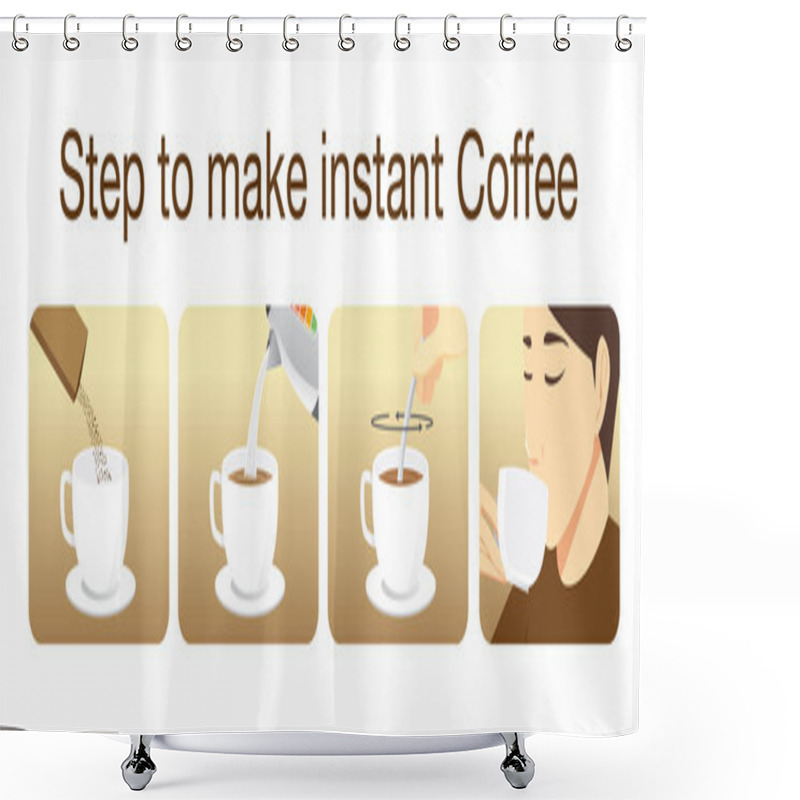 Personality  Step To Make Instant Coffee Shower Curtains