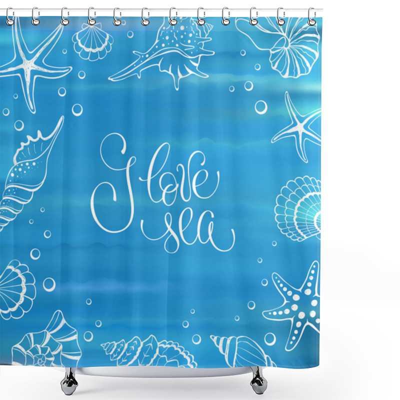 Personality  I Love Sea Card Shower Curtains