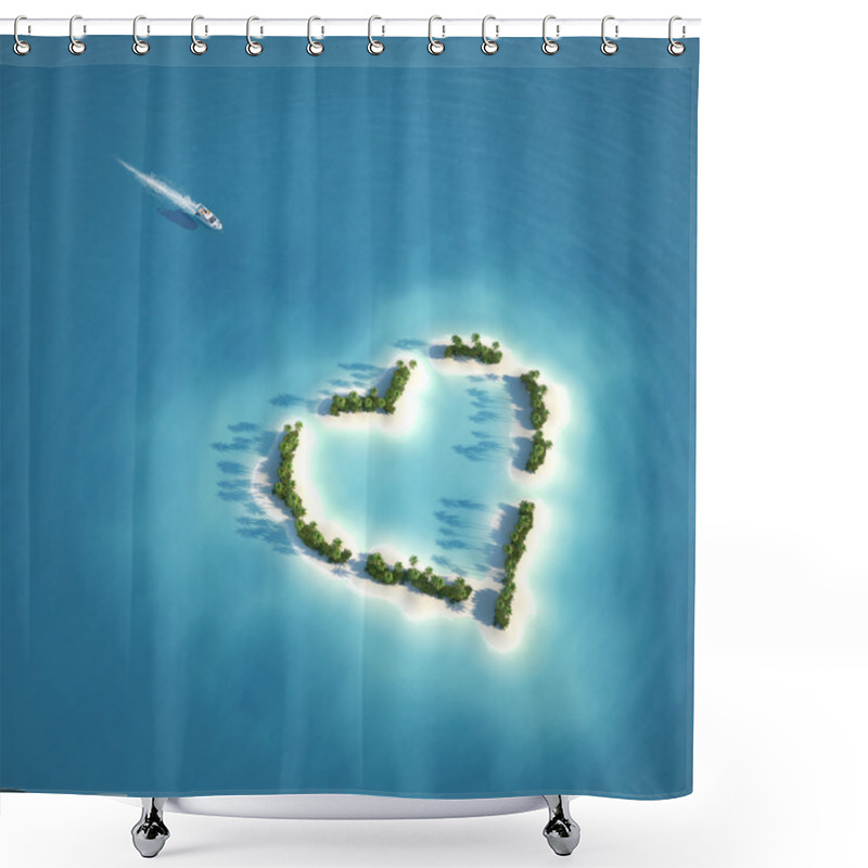 Personality  Paradise Heart Shaped Island Shower Curtains