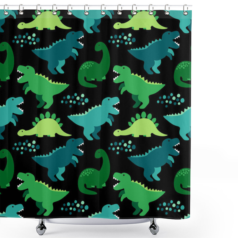 Personality  Cute Childish Seamless Pattern With Dinosaurs Ideal For Fabrics, Wallpaper And Different Surfaces Shower Curtains