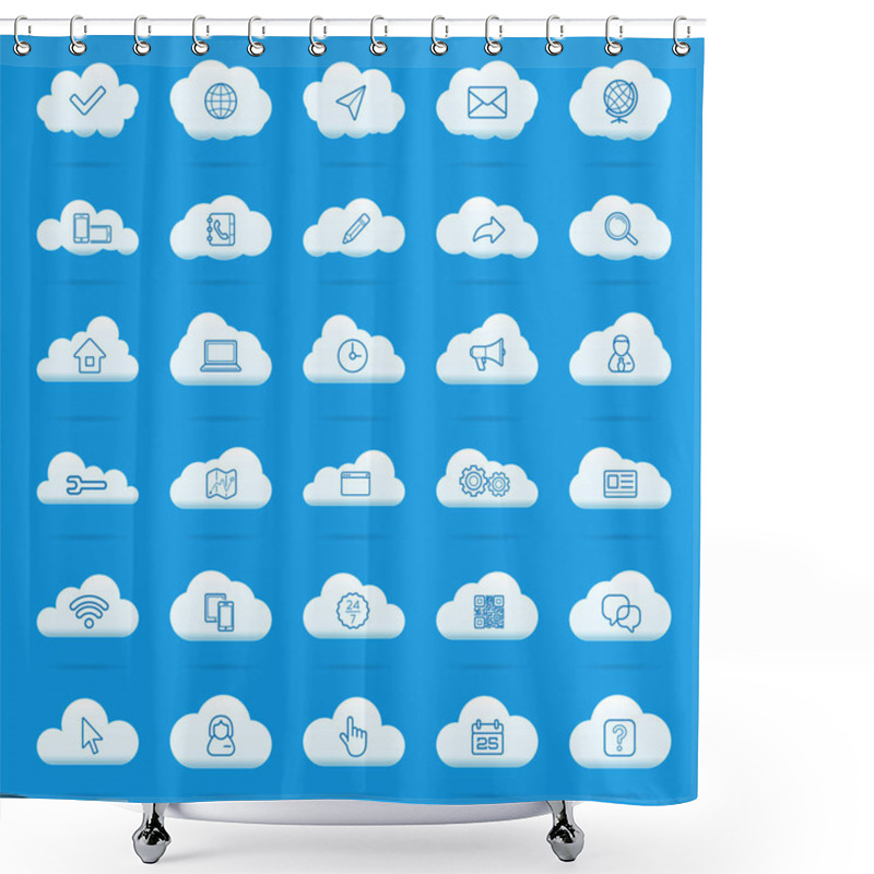 Personality  Cloud Computing Linear Icons Set Shower Curtains