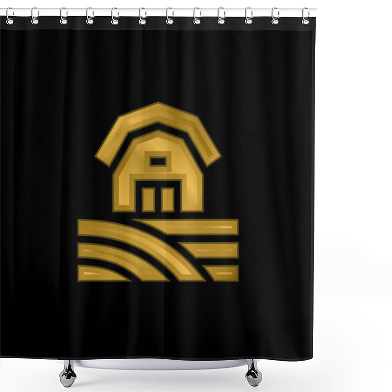 Personality  Barn Gold Plated Metalic Icon Or Logo Vector Shower Curtains