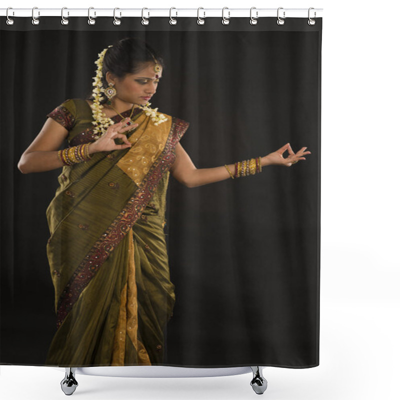 Personality  Indian Female Dancer During Diwali Festival Of Lights Shower Curtains