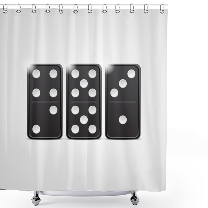 Personality  Domino Black Set Vector Illustration On White Background Shower Curtains