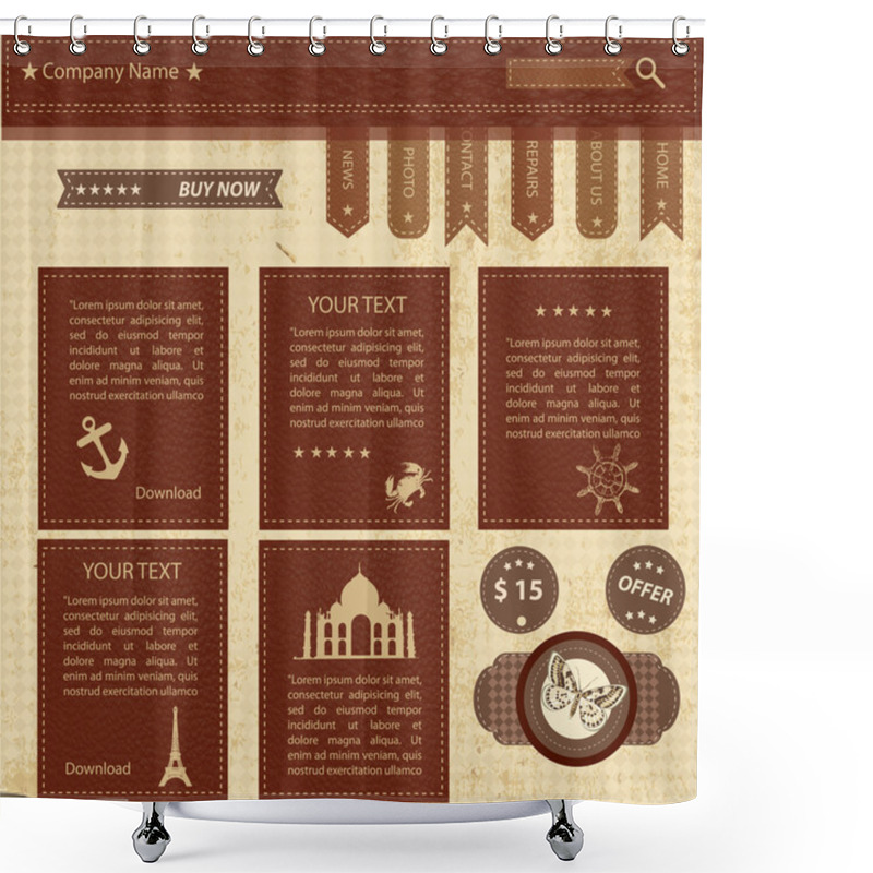 Personality  Vector Website Design Template Shower Curtains