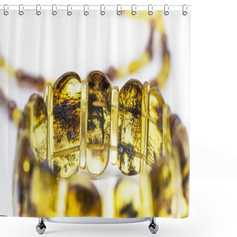 Personality  Amber Bracelet On White Shower Curtains