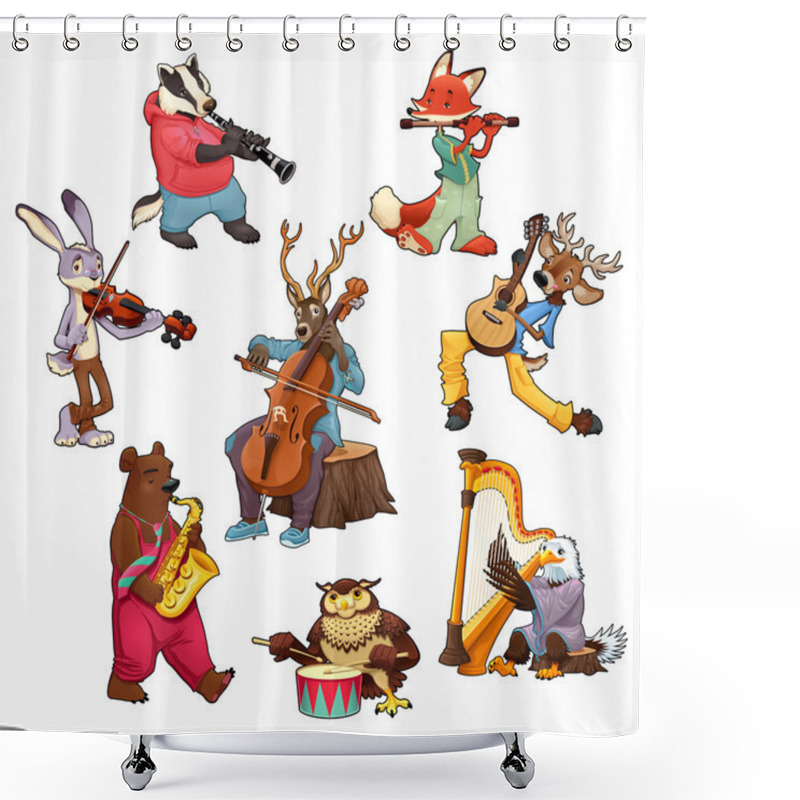 Personality  Musician Cartoon Animals Shower Curtains