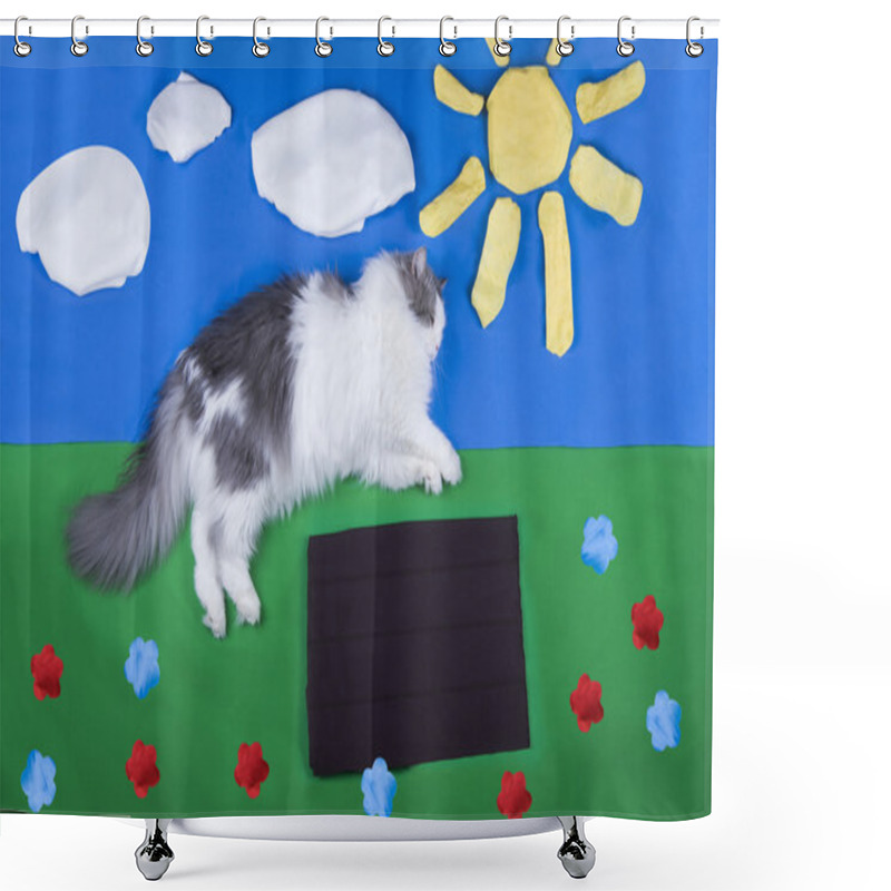 Personality  Cat Thinks Sheep In His Sleep Shower Curtains