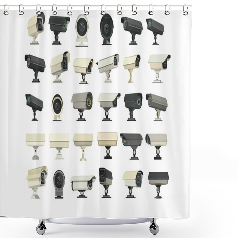 Personality  Security CCTV Cameras Set Isolated Illustration Illustration Shower Curtains