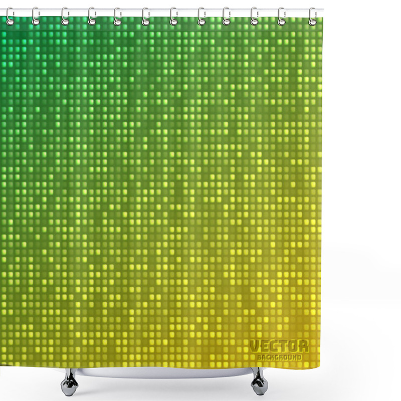 Personality  Vector Abstract Bright Mosaic Gradient Green Yellow Background Shower Curtains