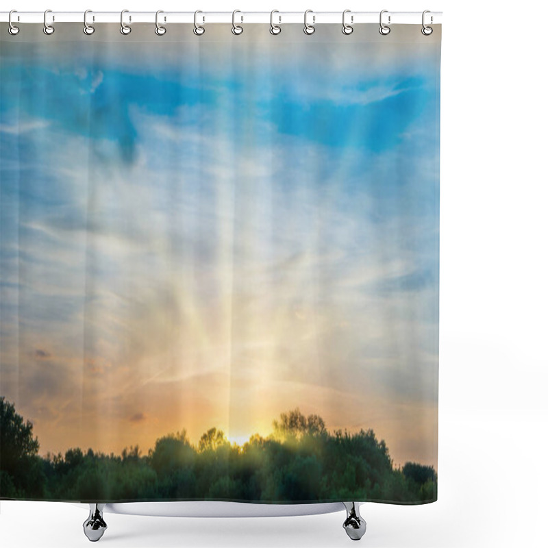 Personality  Sunset Over Forest Silhouette Shower Curtains