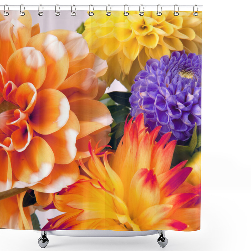 Personality  Background With Two Dahlias Shower Curtains