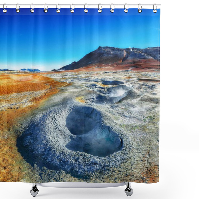 Personality  Boiling Mudpots In The Geothermal Area Hverir And Cracked Ground Shower Curtains