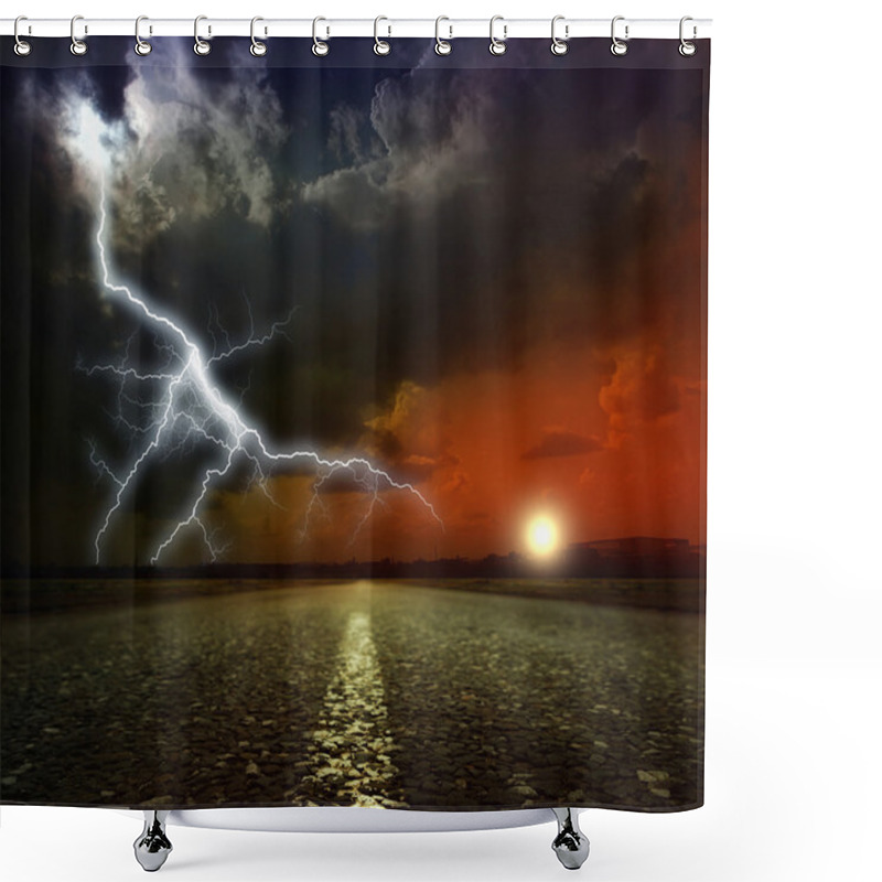 Personality  Most Asphalt Road. Shallow Depth Of Field Shower Curtains