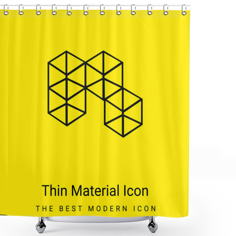 Personality  3d Cubes Minimal Bright Yellow Material Icon Shower Curtains