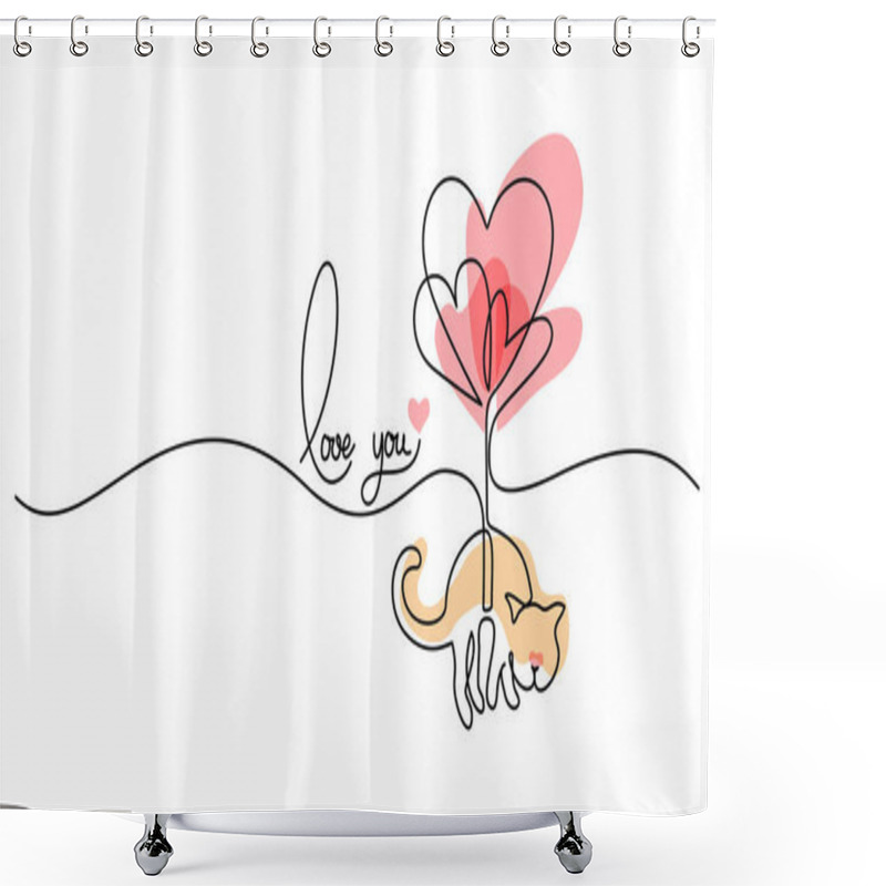 Personality  Valentines Day Card Decoration. Cat With Heart. Love Concept Shower Curtains